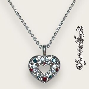 Bundle Sale 3 for $15 | Silver-Tone Rhinestone Heart Necklace